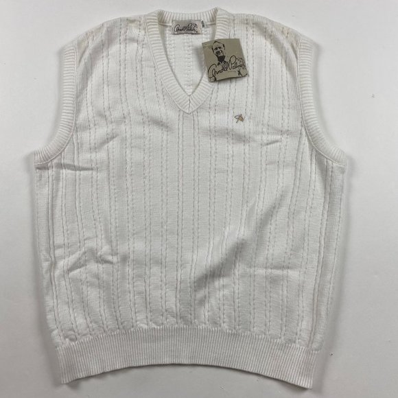 NWT Vintage Arnold Palmer Knit Vest Sweater Men's XL White Preppy Dad Grandpa - Picture 1 of 9
